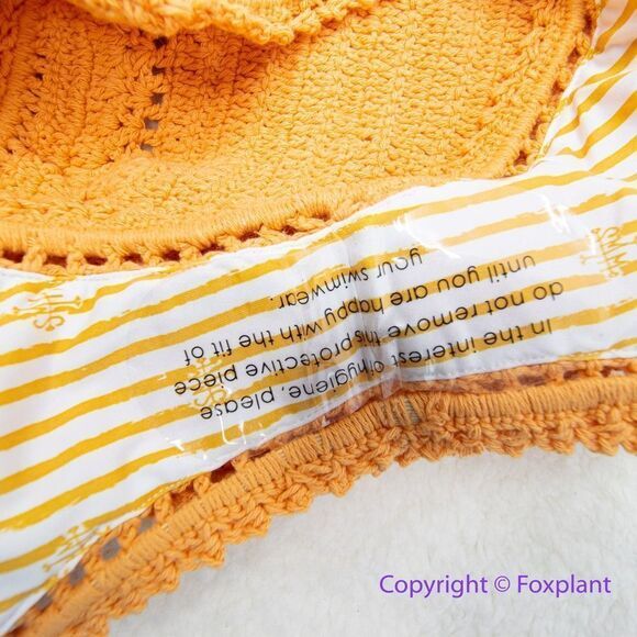 NEW She Made Me Essential High-Waisted Crochet Bikini Bottoms Orange, size L - Picture 13 of 13